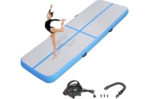 KIKILIVE Inflatable Gymnastics Air Tumbling Track Mat 6ft 10ft 13ft 16ft 20ft, Air Tumble Track Mat with Electric Air Pump for Kids Adults Home Outdoor Training Cheerleader Yoga Water Park