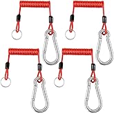 Robbor Trailer Breakaway Cable with Stainless Steel Carabiner 6ft Upgrade Heavy Duty Trailer Brake Cable Spring Towing Coiled Wire with Clip for RV Trailer Emergency