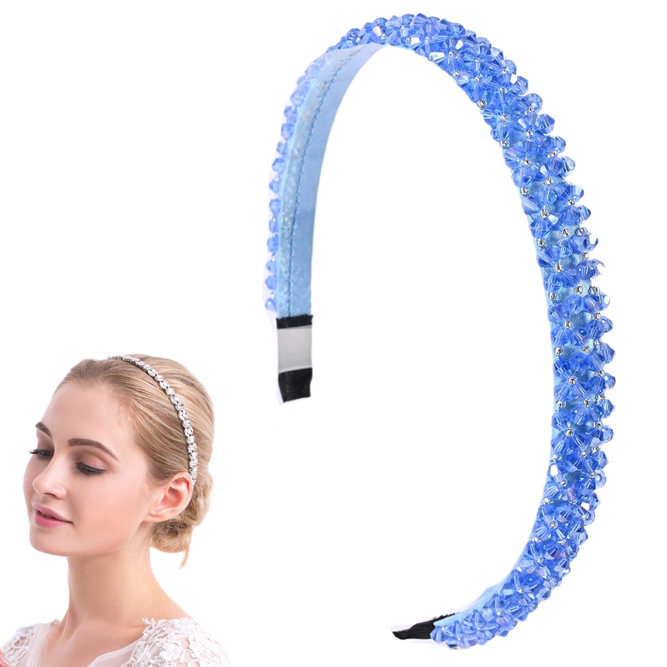 Hair Bands for Women Blue Headband Crystal Headbands for Girls Stylish Rhinestone Hair Hoop Ladies Hairband 2616