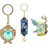 CROFFXLY 3PCS Genshin Key Chain Toy Impact Inazuma Vision Anemo Luminous Scaramouche Genshin Weapons Cosplay Accessories FT113