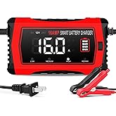 Haisito 16-Amp Smart Battery Charger (6V/12V/24V), Fully Automatic Trickle Charger Maintainer & Desulfator for Car Boat RV - 