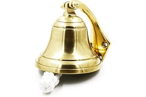 HANDCRAFTED TRADING CO. Nautical Wall Hanging Ship Bell 4", Brass Chrome