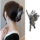 ROMODIYA Hair Clip, Black Rhinestones Butterfly Hair Clip, Vintage Hair Claw Clip, Large No Slip Strong Hold Claw Clips for Women and Girl, Hair Accessories for Wedding Hair Decoration