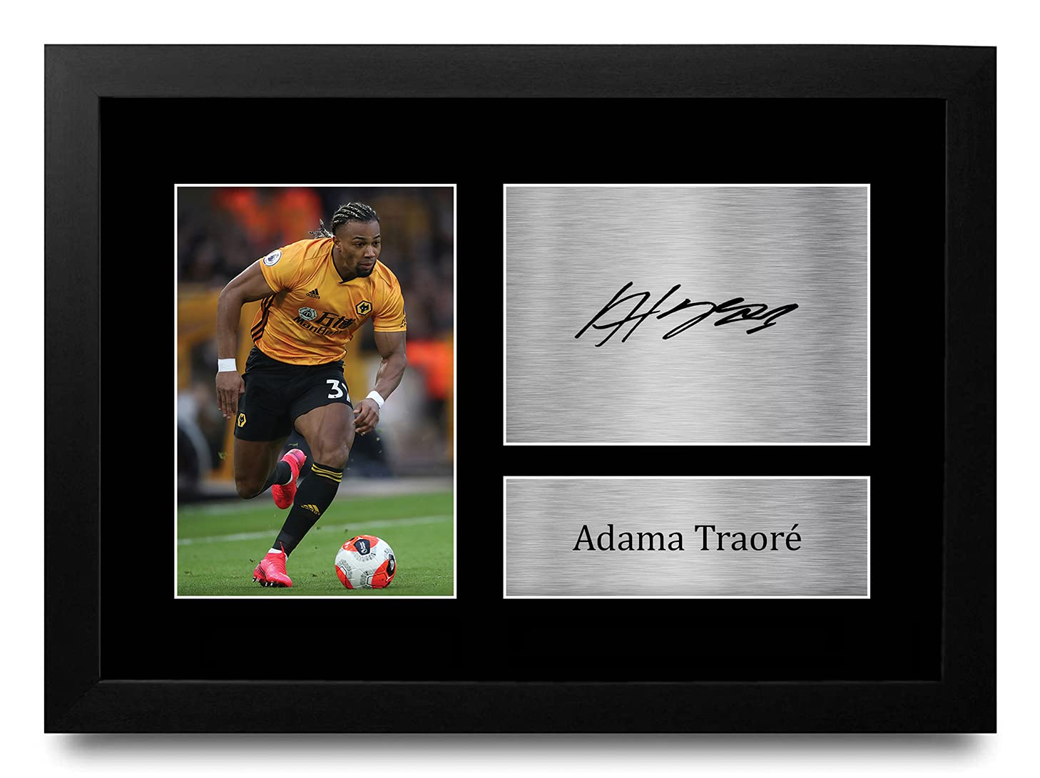 HWC Trading FR A4 Adama Traore Wolves Gifts Printed Signed Autograph Picture for Football Fans and Supporters - A4 Framed