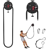Endless Rope Trainer for Home Gym, Portable Pull Down Machine | With 14 FT Closed-Loop Nylon Rope, Adjustable 11-66LBS Resistance for Strength Training and Conditioning