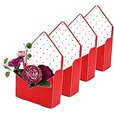 5 Pcs Flower Envelope Box,Folding Flower Storage Box,Waterproof Envelop Paper Boxes,Hand Folding Bouquet Flower Box for Wedding Engagement Valentines Day Birthday Graduation Party Decoration(Red)