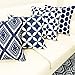 Slow Cow Canvas Embroidery Decorative Throw Pillow Cover Navy Blue Cushion Cover for Living Room 18 x18 Inches