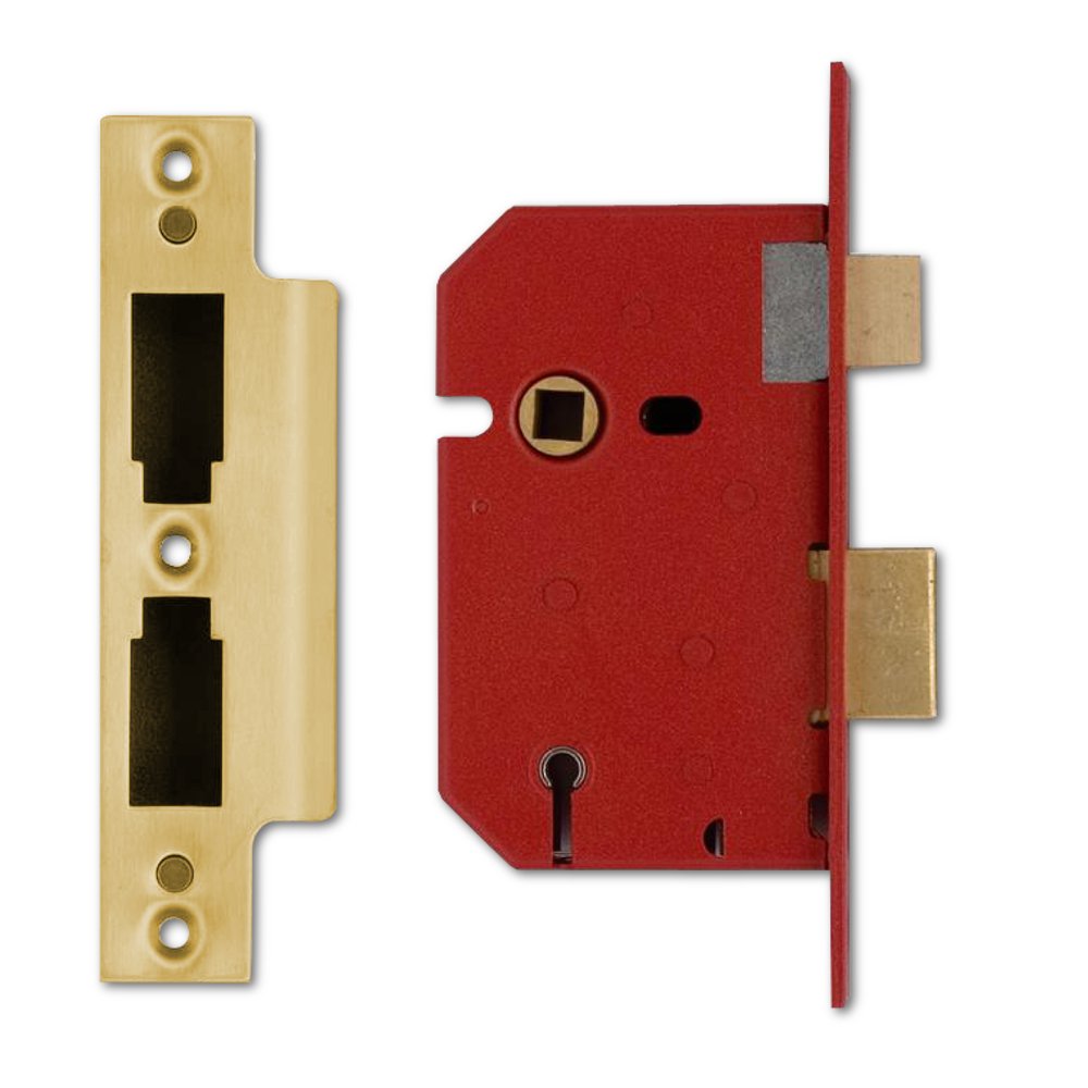 Union Locks 2201 5-Lever Mortice Sash Lock 65mm - Brass Finish (Visi Pack)