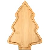 Cabilock Christmas Wood Serving Tray, Christmas Tree Shaped Charcuterie Board for Appetizer Sushi Cheese, Rustic Decorative Wooden Serving Tray Platter for Holiday Party, 11.6x8.4x0.67 Inch