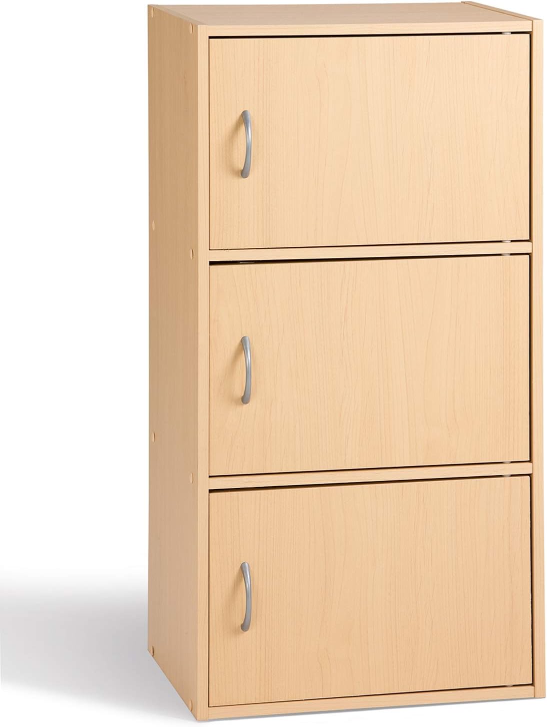 Cube Meuble de Rangement Colonne 3 Portes Erable 40 x 29 x 80 cm