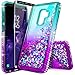 Galaxy S9 Case with Screen Protector (Full Coverage) for Girls Women, NageBee Glitter Liquid Sparkle Bling Floating Waterfall Quicksand Diamond Shockproof Cute Case for Samsung Galaxy S9 -Aqua/Purple
