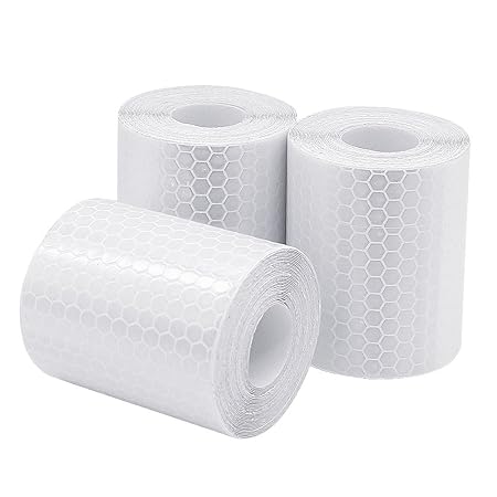 DEHAO Reflektorband 3 Rolle 5cm x 300cm Klebeband für Sicherheit Warnklebeband Sicherheit Markierung Band (Weiß)