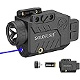 SOLOFISH 600lm Pistol Light Laser Combo with Replaceable Battery for 21MM Rail, Shockproof Blue Laser Sight and Gun Light with Momentary & Strobe