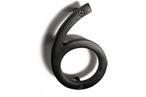 NACH Floating House Numbers, 5 inch Aluminum Black House Numbers for Outside - Number 6, Door Numbers with Mounting Hardware