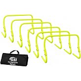 GSi Dual Height Hurdles for Soccer Speed and Agility Training (Pack of - 6) | 6 and 12 Inch Heights, Heavy Gauge PVC, No Assembly Required, Folds Flat, Carry Strap Included