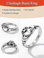 Silver Claddagh Rings Irish Love Jewelry for Female