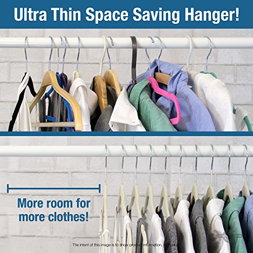 Closet Complete Premium Quality, True-Heavyweight, 80-gram, Virtually-UNBREAKABLE Velvet Hangers, Ultra-Thin, Space Saving, No Slip Hangers, Best for SUIT, Dress, Pants, Shirt, 360° Spin, CHROME Hooks, Black Set of 50