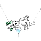 AXELUNA Sloth Necklace 925 Sterling Silver Two Sloth Pendant Cute Animal Jewelry Gift for Women Mother