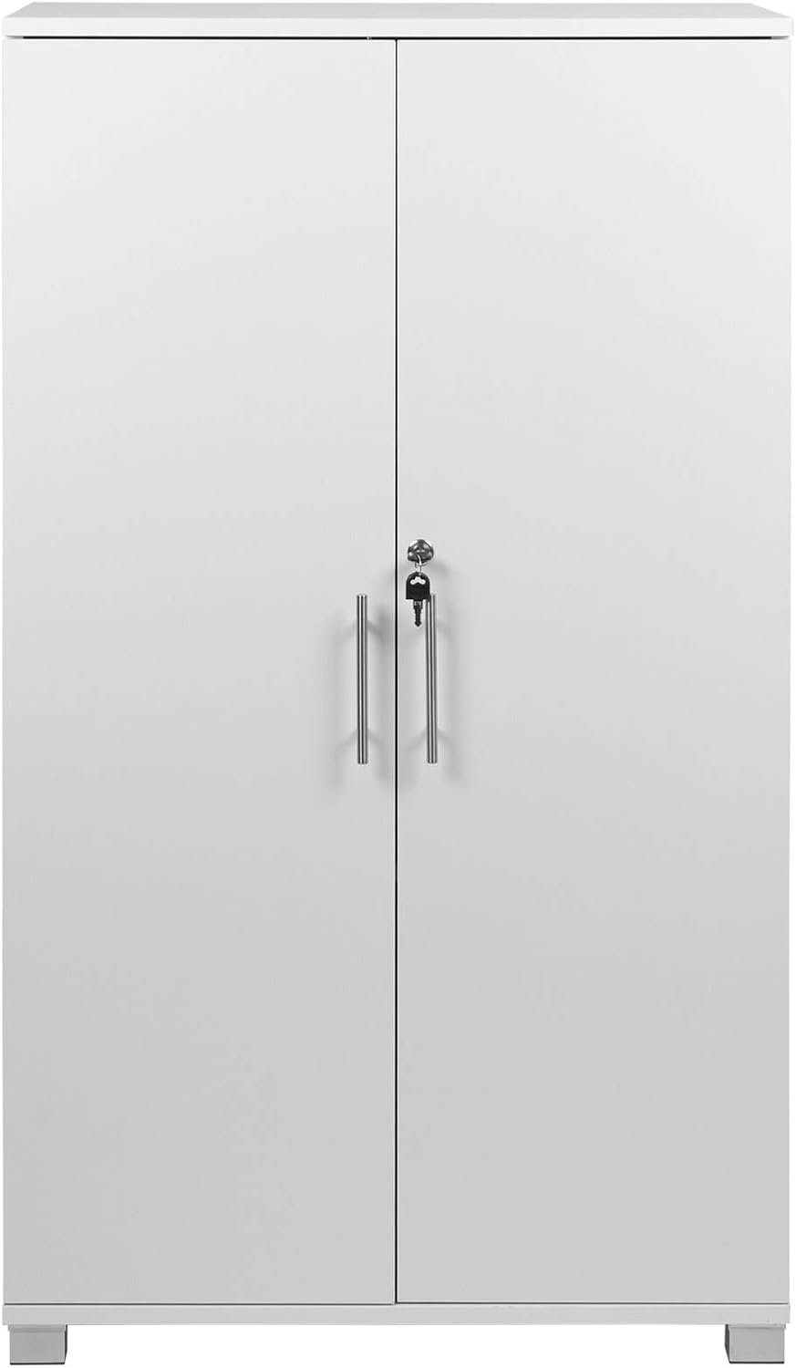 MMT Office Storage Cupboard, White Wood , 120cm Tall, Lockable, for Office Garage, Utility, 1200mm tall - Image 4