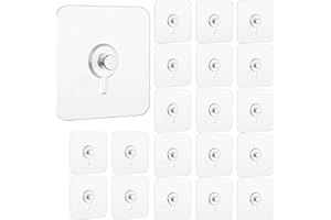 FanSiVoKe 20Pcs Adhesive Wall Mount Screw Hooks, No-Trace Sticker Screw Hanging Nails for Bathroom Kitchen (FlatHeadScrew)