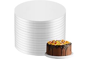 Hyuetrsa 14 Pack Round Cake Drums, 10 Inch Cake Boards, White Food-Grade Sturdy Base, Greaseproof 1/2 Inch Thick Cardboard fo