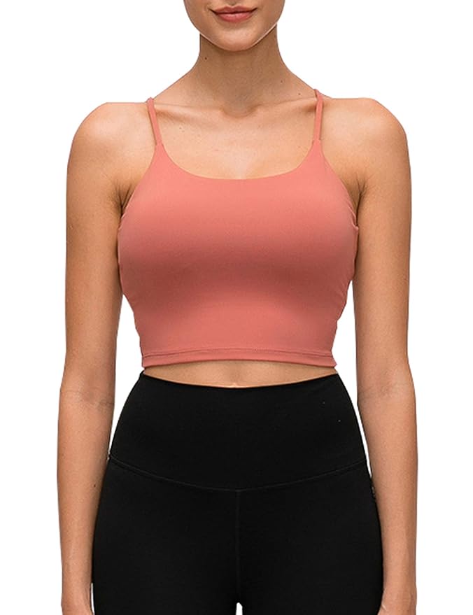 Buy Loovoo Womens Padded Sports Bra Longline Sleeveless Shirts Workout