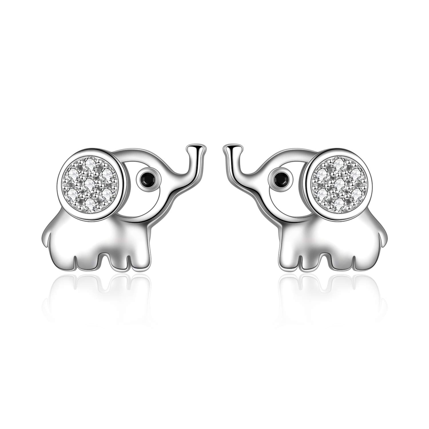 WINNICACA S925 Sterling Silver Elephant Stud Earrings Cute Animal Elephant Jewellery Gifts for Daughter Teens Women Birthday