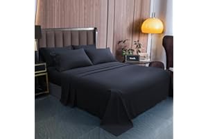 LONAVA King Size Sheets Set - 6 Piece Set Wrinkle Free Hotel Luxury Oeko-TEX Sheets and Pillowcases Set, Silky Soft Microfiber Bed Sheets, Breathable and Elastic, 16-Inch Deep Pockets, Black