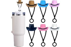 HLUWA 6PCS Cowboy Hat Straw Cover Cap for Stanley Cup, Silicone Cowgirl Hat Straw Topper for Stanley 30&40Oz, 10mm 0.4in Dust-Proof Reusable Straw Tips Lids for Man & Woman Gift. (6PCS Cowboy Hat)