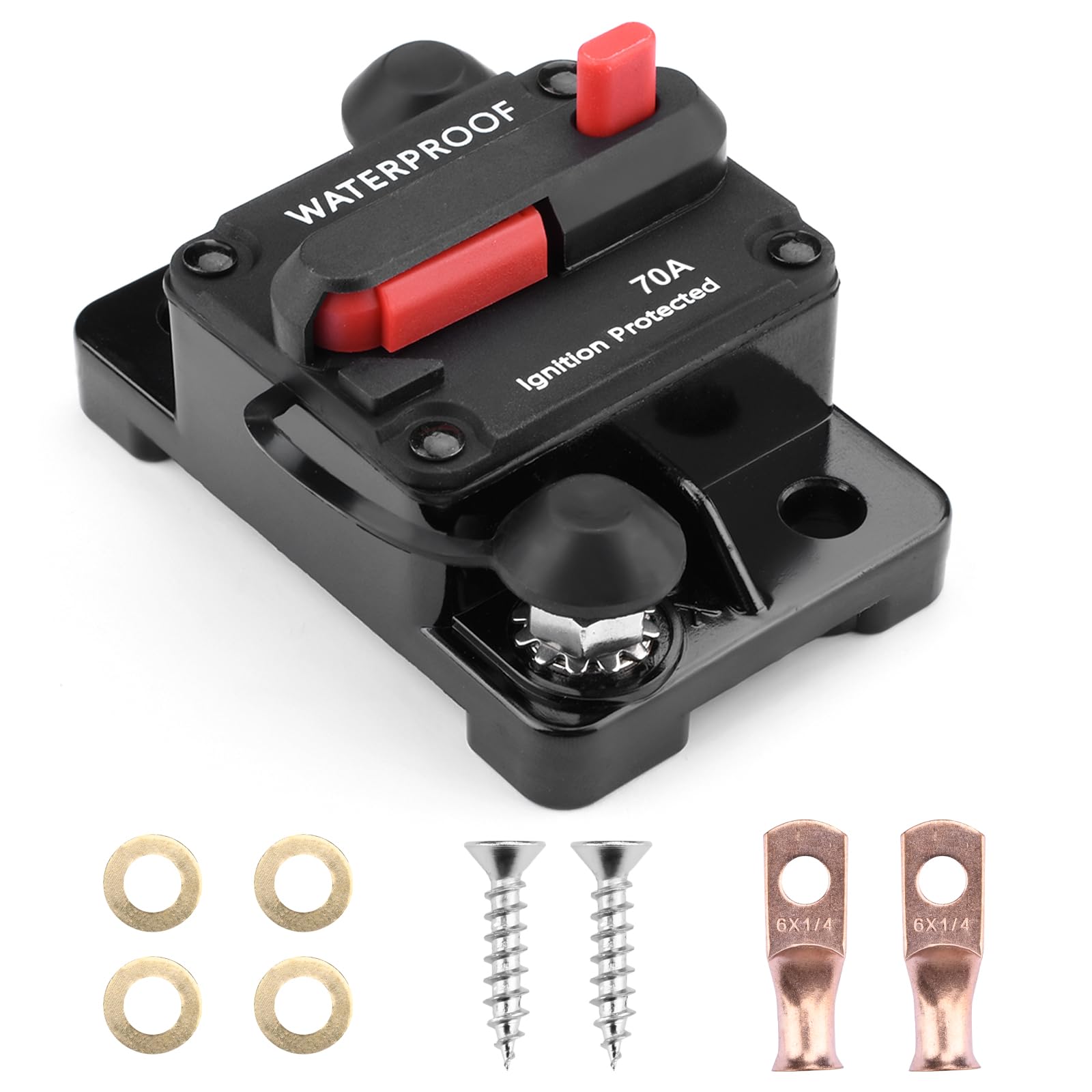 Photo 1 of FORIOT 70Amp Circuit Breaker 12-48V DC with Manual Reset and Pure Copper Design for Boats Trolling Motor, Trucks, Vehicles and Other Audio-Visual Systems, Waterproof