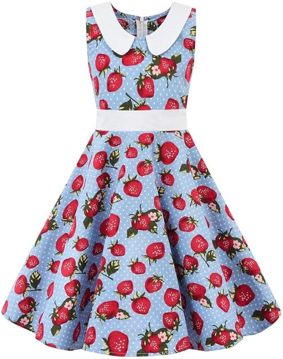 FYMNSI Mädchen Rockabilly Kleid - Vintage 1950er Style Mit Punkten