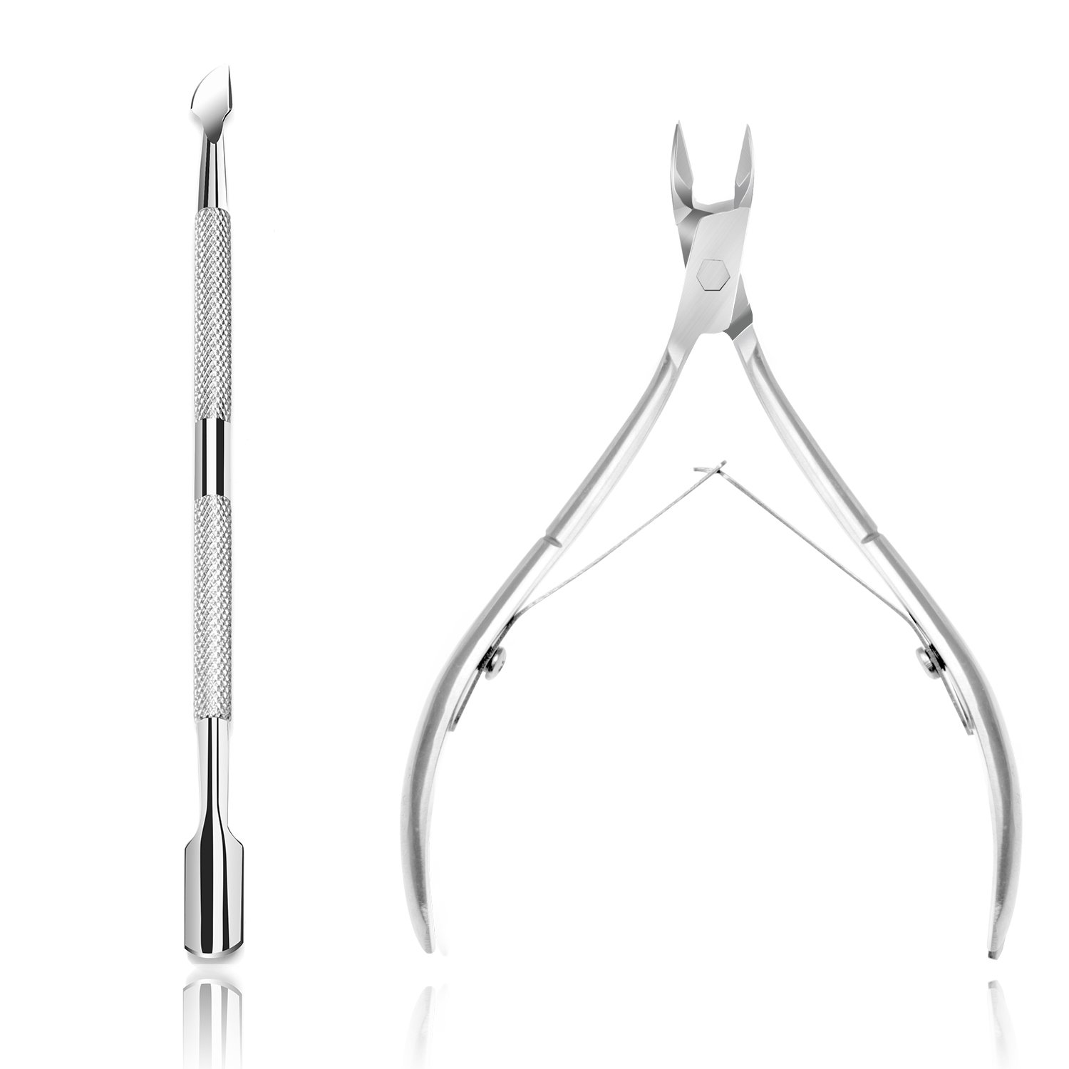 Cuticle Trimmer with Cuticle Pusher - Ejiubas Cuticle Remover Cuticle Nipper Professional Stainless Steel Cuticle Cutter Clipper Durable Pedicure Manicure Tools for Fingernails and Toenails Black: Beauty