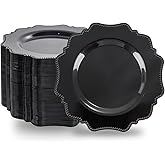 COLOSUS 100pcs Black Plastic Dessert Plates - 7.5 Inch- Heavy Duty Disposable Plastic Appetizer/Salad/Cake Plates for Party Wedding Birthday and Everyday Use