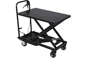 CHEINAUTO Hydraulic Scissor 500LBS Capacity, Manual Scissor Lift Table w/ 4 Wheels and Foot Pump, Elevating Hydraulic Cart for Material Handling (Black)