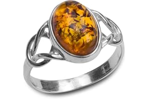 Ian and Valeri Co. Amber Sterling Silver Oval Celtic Ring