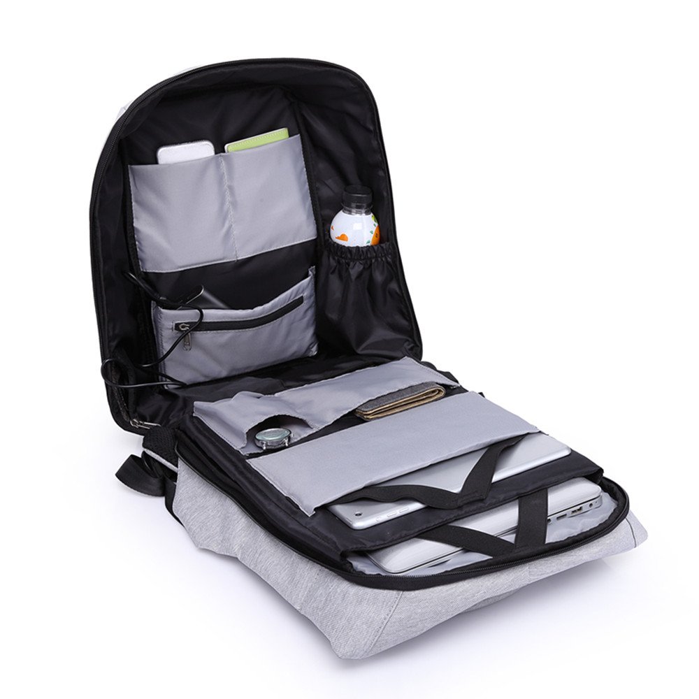 Fresion 15.6 inch Laptop Backpacks Notebook Rucksack SchoolBag with USB Port and Rain Cover for Work, School, Travel, Hiking(Grey)