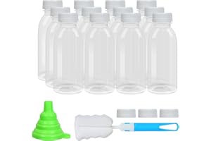 EONJOE Dishwasher Safe 12oz Plastic Bottles with Caps Reusable BPA Free PP5 Juice Milk Water Smoothie Bottle Heat-Resistant Refillable