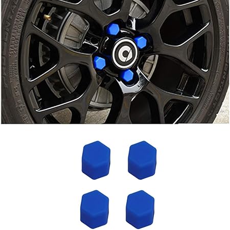 Amazon Shifengためにメルセデスベンツスマート453フォーツーフォーフォー15 シリカゲルホイール ハブスクリューカバー防塵防錆ねじナット保護部品4個入り 青い 車 バイク 車 バイク