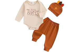 Socutebabe My First Thanksgiving Baby Boy Outfit Infant Little Turkey Hat Bodysuit Pants Newborn 1st Thanksgiving Outfits
