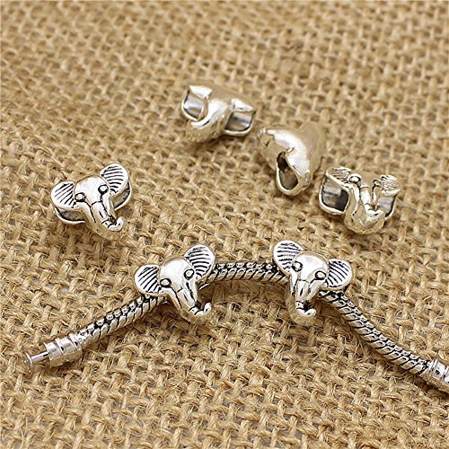 image for BigOtters 80 Pcs Big Hole Beads, Antique Metal Beads Charm Pendant for