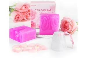 BASSI Yoni Soap Bars Vaginal Wash 2 PCS, 100% Natural Organic Bar for Women Ph Balance Yoni Wash Vaginial Deodorants Vaginal Care Soap with Foaming Net, Vagina Soap Feminine Wash 3.53 OZ
