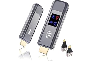 TTQ Wireless HDMI Transmitter and Receiver, Plug and Play 2025 Upgraded LED Display, 4K Decode & 1080P Output,Portable 2.4G/5G Wireless HDMI Extender,Compatible with PC/Laptop/Camera/HDTV/Projector