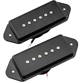Artec ASA91 Alnico 5 P90 Dog Ear Single Coil Pickup Pickups Set 7.5K, Black | Neck Bridge Pickups, for Electric Guitar