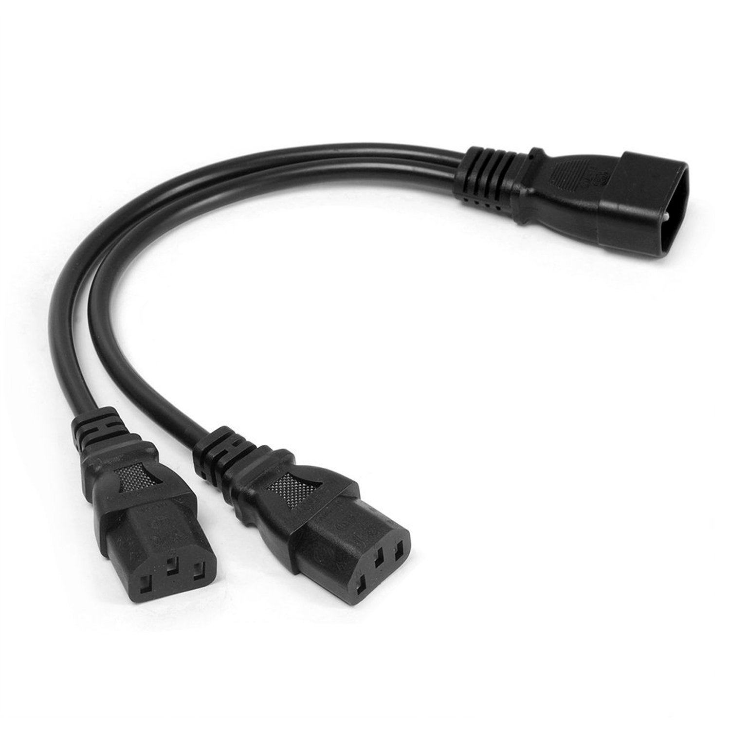Single C14 to Dual C13 Short Power Y Type Splitter Adapter Cable Cord