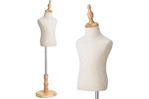 Spurgehom Kid Dress Form Adjustable Child Mannequin Body with Wood Base Toddler Clothes Mannequin Pinnable Dress Form for Apparel Scarf Window Shop Display, 2-3 Years Old
