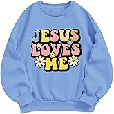 Zoemghc Girl's Christian Graphic Sweatshirt Jesus Hoodies for Kids Faith Cute Shirts Religious Bible Verse Pullover Tops