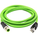 Lonlonty M12 to Rj45 Ethernet Cable Shielded CAT5e Waterproof | Industrial Field-wireable M12 4 Pin D Code Male to RJ45 Ethernet CAT5e Cable Assembly SFTP 26 AWG-6.6FT