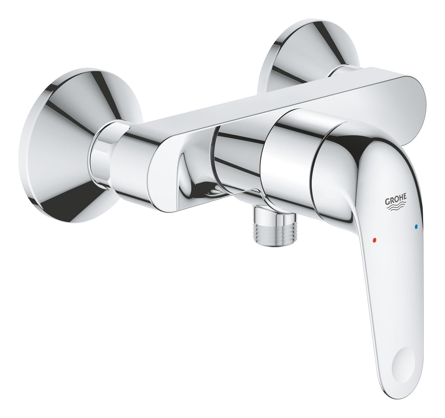 GROHE Swift QuickFix – Exposed Single-Lever Shower Mixer (Wall-Mounted, Metal Lever, 35 mm Ceramic Cartridge, Easy to Fit with GROHE QuickSpanner), Chrome, 24333001