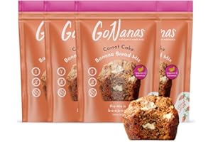 GoNanas Carrot Cake Oat Flour Banana Bread Mix, Suitable for Plant Based Vegan Diets, Gluten Free Dairy Free Snacks, Healthy Snacks For Adults, Muffin Mix, Nut Free, Cupcakes Dessert, NON-GMO, 4pk