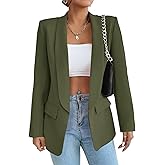 KateModa Women's Sweater Blazers Bussiness Casual Jacket Long Sleeve Cardigan Button Front Lapel Suit with Pockets
